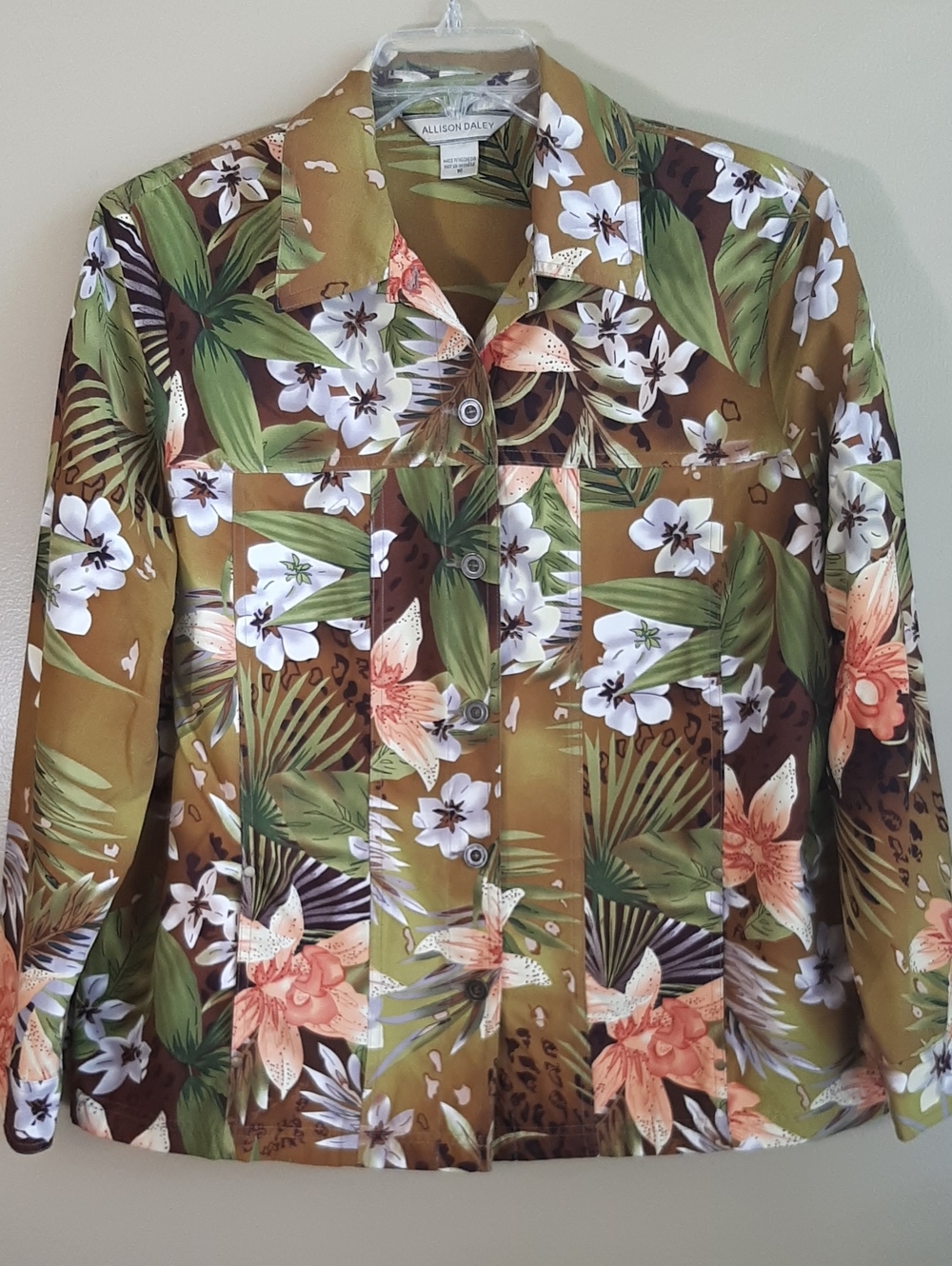 Allison Daley Size 16 Blazer Or Light Jacket Button Up Front Floral